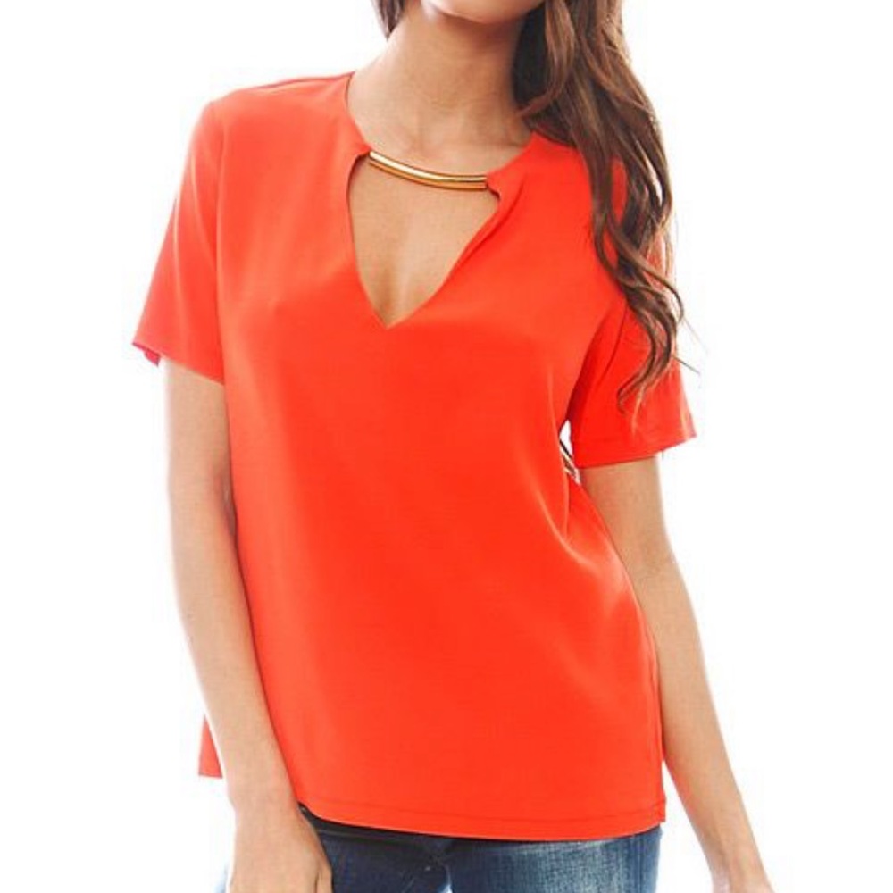Alexis Bright Orange Sarah V-Neck Short Sleeve Top